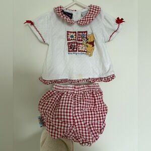 Gingham Pooh Baby Set Vintage